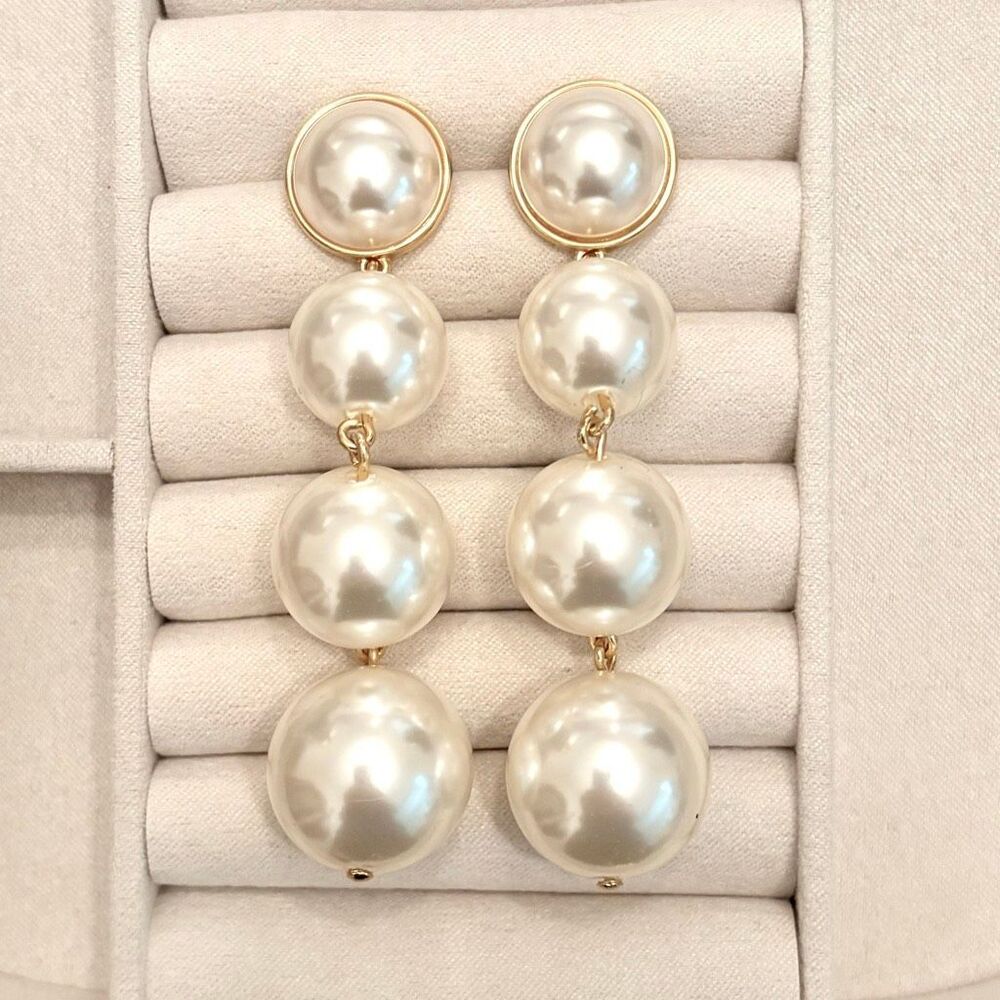 J.Crew | Pearl Ball Earrings | 3 1/4” Length